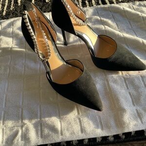 Elegant Black Women's Heels with Rhinestone Detail